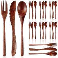 （glistening shop） WoodenForkCutlery SetDinner Utensil Set KitchenFlatware Tableware Cutlery Set (24ชิ้น)