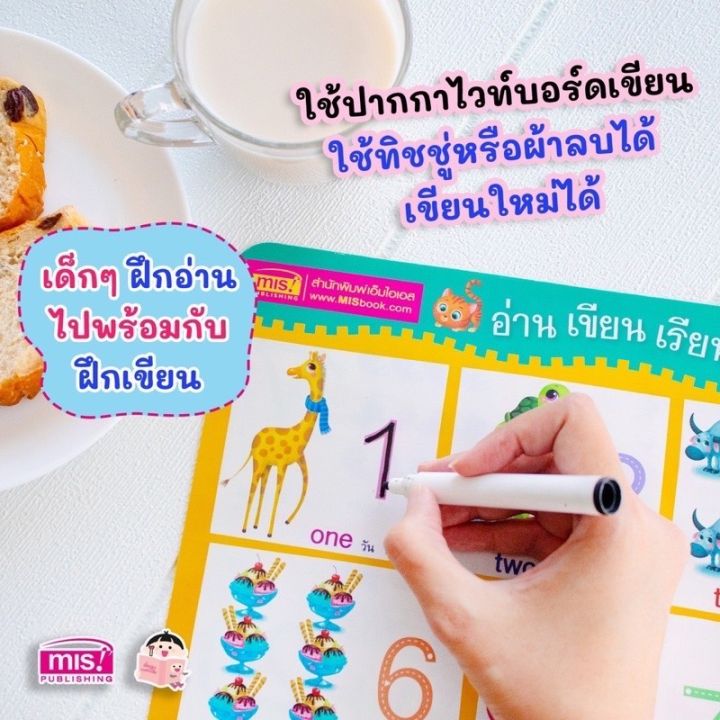 mis-โปสเตอร์-แผ่นรองจาน-อ่าน-เขียน-เรียน-ก-ไก่-อ่าน-เขียน-เรียน-123-เขียนได้-ลบได้