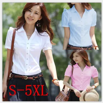 New Summer Fashion Women Shirt Sexy Lace Shirt See-through Casual Slim Fit Tops  Plus Size Short Sleeve Deep V-neck Temperament Shirt Size S-5XL