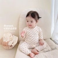 【Ready Stock】 ۞♕☞ C22 Girls Pajamas Spring Autumn New Style Long-Sleeved Suit Fashion Casual Two-Piece Childrens Home Clothes Air Conditioning