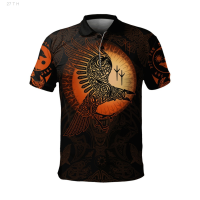 【high quality】  Casual Short Sleeved Polo Shirt, 3d Viking Symbol Dragon Print, Summer Fashion, Street Style, Mens 2023