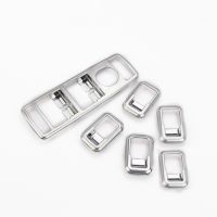 6Pcs Silver And Carbon Fiber ABS Window Lift Switch Button Frame Trim For Mercedes Benz GLS Class X166 Car Essories