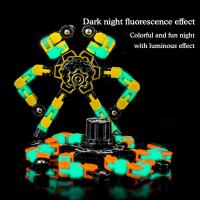 Tiktok Luminous Finger Spiral Fingertip Chain Toy Fingertip Mechanical Childrens Decompression Cross-border Gyro Deformation Mechanical I7V9