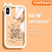 YIWESAN เคสสำหรับ iPhone X Xs Xr Xs Max เคสลายการ์ตูนน่ารักมนุษย์อวกาศหมีลวดลายลวดลายลวดลายน่ารักขอบนิ่มโปร่งใสเป็นเคสกันกระแทกเคสซิลิโคนเนื้อนิ่มทนทานต่อการตก