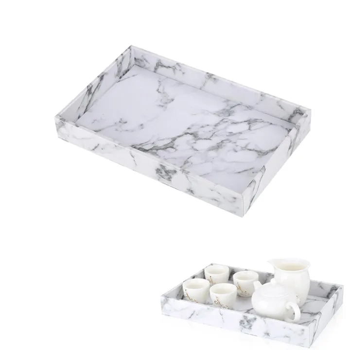 Loviver Kitchen Serving Tray Marble Faux Leather