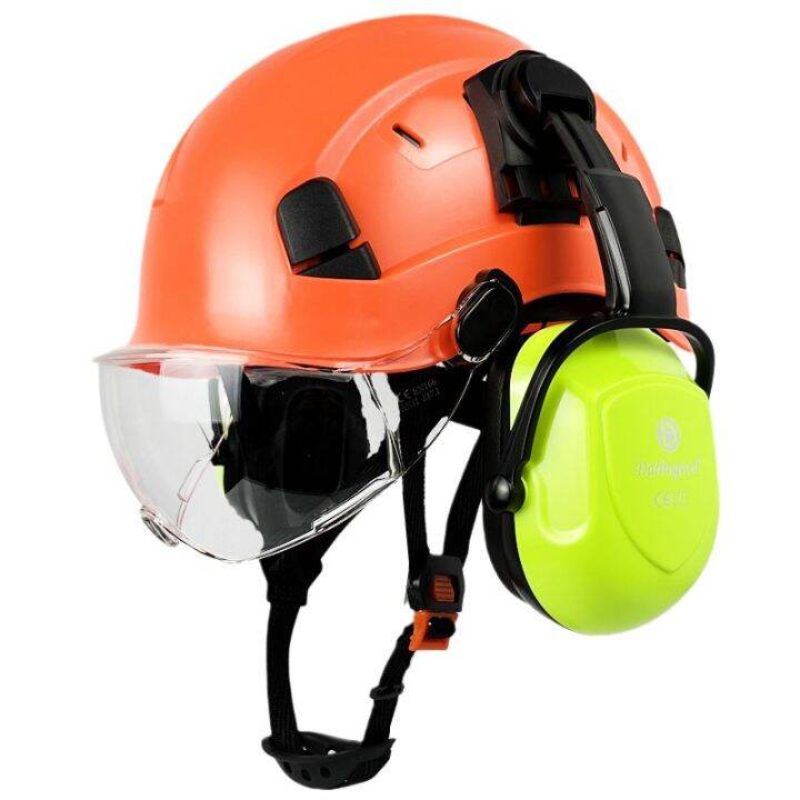Construction Safety Helmet With For Engineer Visor Earmuff CE EN397 ABS Hard Hat Light Weight