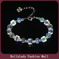 BellyLady สร้อยข้อมือคริสตัลแฟชั่นสุดหรูสำหรับ Kado Ulang Tahun,สร้อยข้อมือรูปทรงเรขาคณิตเครื่องประดับอัญมณีสำหรับเพื่อน