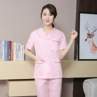 Scrub Shirt Women Uniform VNeck Scrub Top Short Sleeve Veterinary Workwear Doctor Costume Cotton Nurse Clothes Plug Size