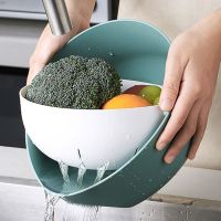 【hot】 Layer Drain Basket Rotatable Rice Washing Storage Strainers Fruits Sink Cleaning Removable Drainer