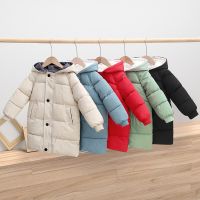 Childrens Down Winter Teenage Baby Boys Girls Cotton-padded Parka Coats Warm Long Jackets Toddler Kids Windbreaker Outerwear