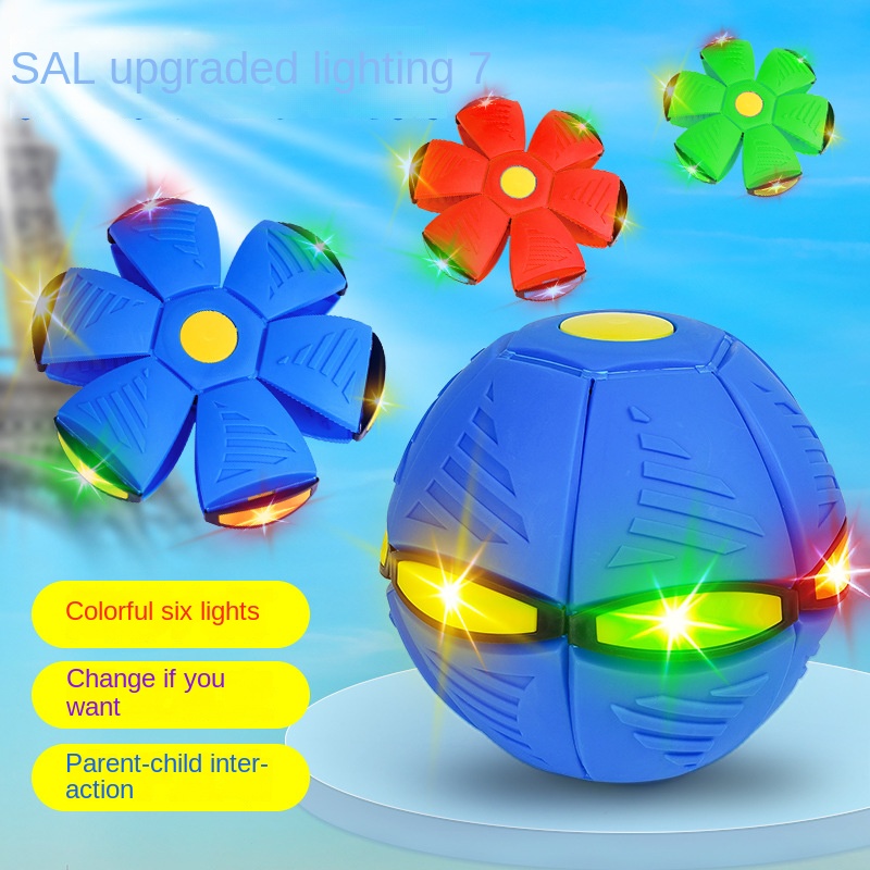 Ready Stock Magic Flying Saucer Ball UFO Flat Throw Disc Ball with LED Light Toy Outdoor Kid's Sports Balls