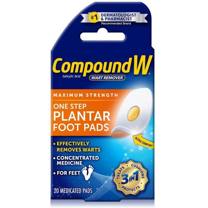 Compound W One Step Plantar Foot Pads Salicylic Acid Wart Remover (20