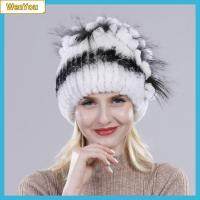 WENYOU แฟชั่น ผู้หญิงรัสเซีย หมวก Beanies ขนจริง ฤดูหนาว หมวกขนกระต่าย Real Rex Rabbit Fur Hats ยืดหยุ่น ถัก