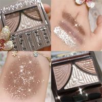 ☊❅ Three-color Pearly Eyeshadow Palette Bright Matte Shimmer Crystal Bow Tie Glitter Eyeshadow Waterproof Lasting Pigment Makeup