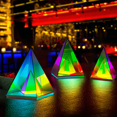 Triangle Cube RGB Table Lamp Acrylic Creative LED Night Light Decorative Table Lamp With remote control Bedroom Home Decor