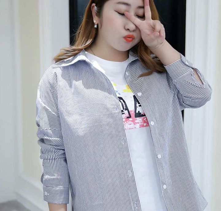 l4-56-พร้อมส่ง-เสื้อเชิ้ตไซส์ใหญ่-เสื้อเชิตผู้หญิงอวบ-เสื้อทำงานคนอวบ-เสื้อเชิ้ตโอเวอร์ไซส์-เสื้อเชิ้ตทำงานคนอ้วน