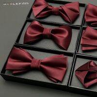 LINGUOZHANG22Bowtie สีสำหรับผู้ชายเจ้าบ่าวงานแต่งงานเพื่อนเจ้าบ่าวไวน์แดงกลุ่มงานแต่งงานธนูอังกฤษเครื่องประดับชุดสูทแฟชั่น