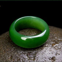 2021Natural Green Hetian Jade Ring Chinese Jadeite Amulet Fashion Charm Jewelry Hand Carved Crafts Gifts for Women Men