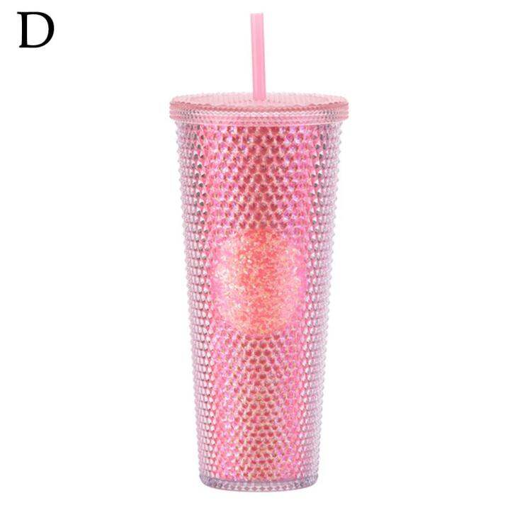 cute-barbie-pink-studded-tumbler-water-cup-water-bottle-plastic-double-cup-straw-m1g3