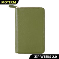 Moterm ซิปสัปดาห์2.0สำหรับ Hobo สัปดาห์โน้ตบุ๊คของแท้ Pebbled Grain Cowhide กว้างซิป Planner Organizer Journal Diary