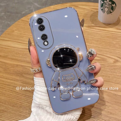 Phone Case เคส Honor90 Honor 90 Lite 5G เคสที่วางโทรศัพท์ล่องหนสำหรับนักบินอวกาศแฟชั่นฝาครอบเคสนิ่มเคลือบอิเล็คโทรเพลท2023