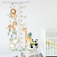 Wall stickersↂ 13guejudroto1971 Medida altura adesivos de parede para crianças animais da selva grande safari girafa leão crescimento gráfico papel parede decoração do quarto bebê meninos