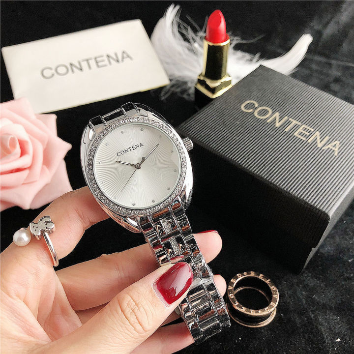 นาฬิกาข้อมือผู้หญิงเจนีวาแฟชั่นพร้อมของขวัญดีไซน์หรูหราระดับไฮเอนด์สำหรับผู้หญิง-สีชมพูดำ