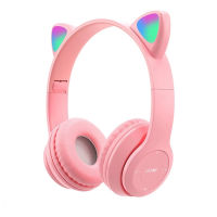 Wireless Cat Ear Headphones Kids Headset With Mic Light Up Headphones Blutooth Foldable Kitty Earphone Music Childrens Gifts