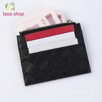 LAOO กระเป๋าใส่เหรียญแบบบางพิเศษพร้อมซิป Dompet Koin ใส่เงินสดที่ใส่บัตรประจำตัวผู้ชายที่ใส่บัตรรูปสี่เหลี่ยมขนมเปียกปูน