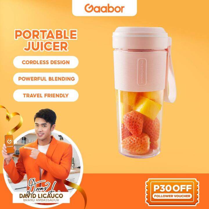 kl Gaabor 300ml Pink & Aesthetic Portable Juicer For Hot Summer
