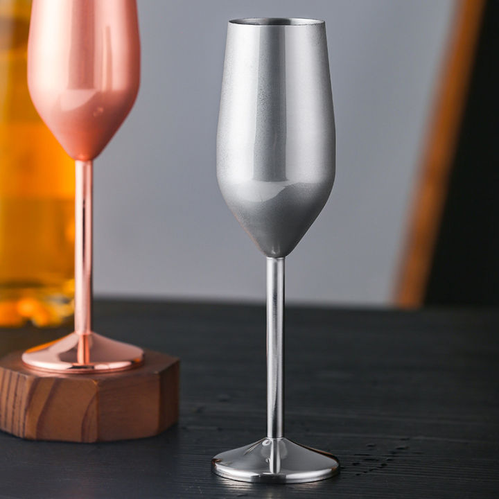 แก้วสแตนเลสความหรูหราแบบยุโรปแก้วแชมเปญสุดสร้างสรรค์แก้วค็อกเทลบาร์แก้วดอกทิวลิปสุดสร้างสรรค์