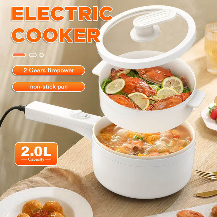 Dreepor Electric Cooker Multifunctional Mini Cooke With Steamer Non Stick Pot 2 0l Electric Stir