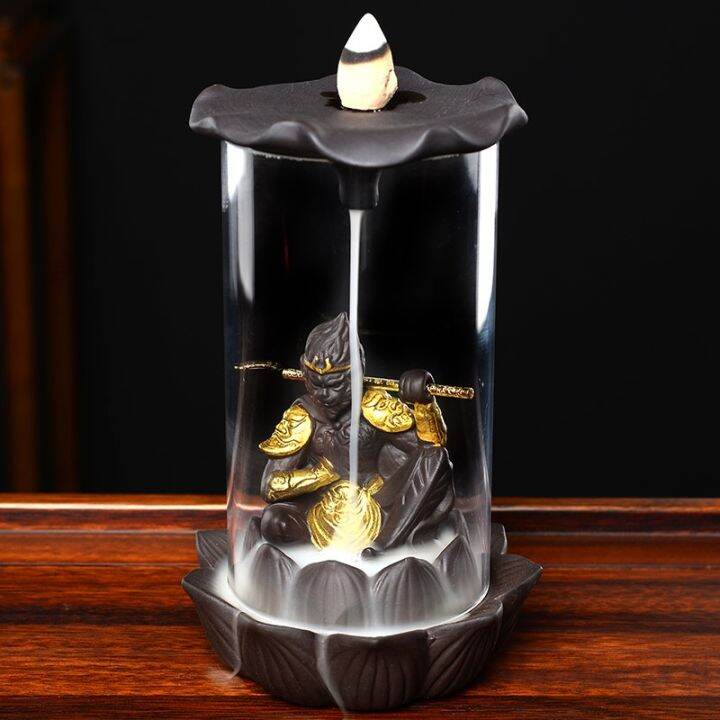 Glass incense burner transparent tea ceremony Wukong indoor reflux ...