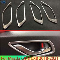 “:{》} สำหรับ CX-8 Mazda CX8 2018-2021 ABS ฝาครอบมื่อจับประตูด้านในโครเมี่ยมที่จับใส่ตัดแต่งขอบชามอุปกรณ์ตกแต่งกรอบ CX-5 CX5 2017 2018