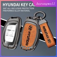 ที่หุ้มเคสกุญแจรถยนต์หนังสังกะสีอัลลอยสำหรับ Hyundai Creta Tucson Santa Fe พวงกุญแจ Avante Sonata Elantra KONA I10 I40 I30 I20ฮุนได