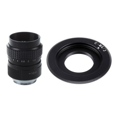 Black 25mm F1.4 CCTV Lens with C - Mount Lens - Mini Four Thirds (Olympus,for Panasonic) Camera Body Support Lens Mount Adapter C - M4 / 3