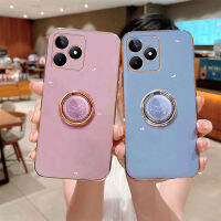 เคสโทรศัพท์ C51 Realme ขอบตรงสุดหรูงานฝีมือป้องกันรอยขีดข่วนพร้อมกรอบนาฬิกาดีไซน์เคสยางนิ่ม Realme Oppo C51แฟชั่นห่วงที่เป็นรูปวงกลมเคสครอบโทรศัพท์