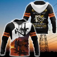 2023 style Awesome Electrician Let There Be Light Hoodie For Men W040503 Power lineman Gift，can be customization