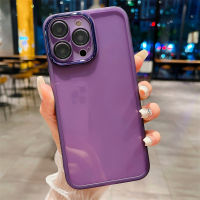 เคสสำหรับ iPhone 15 Pro Max 15 Plus โปร่งใสแฟชั่นฟิล์มกระจกติดเลนส์เคสโทรศัพท์นิ่มกันกระแทก TPU