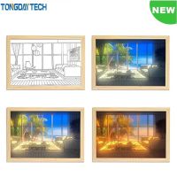 【CC】 New Tiktok 3 Colors Painting Led Night Bedside Lamp Atmosphere Table Wall Bedroom Decoration