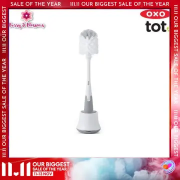 OXO TOT Bottle Brush with Detail Cleaner & Stand - Gray