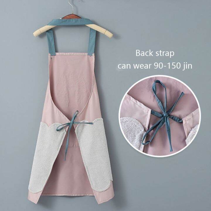 household-kitchen-cooking-apron-hand-wiping-oil-proof-waterproof-men-women-adult-waist-fashion-coffee-overalls-wipe-hand-apron-aprons