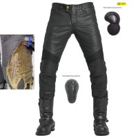 ☊ Upgrade Coated Waterproof Motorcycle Riding Denim Jeans Locomotive Cycling Motocross Racing Drop-proof Pants With CE Armor Pads