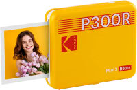 KODAK Mini 3 Retro 4PASS Portable Photo Printer (3x3 inches) + 8 Sheets, Yellow Printer + 8 Sheets Yellow