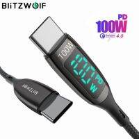 Blitzwolf 100W 5A USB C Type-C To Type-C สายเคเบิลวันที่จอแสดงผลแอลอีดี PD3.0 PPS QC4.0 + QC3.0สายถ่ายโอนข้อมูลชาร์จเร็ว