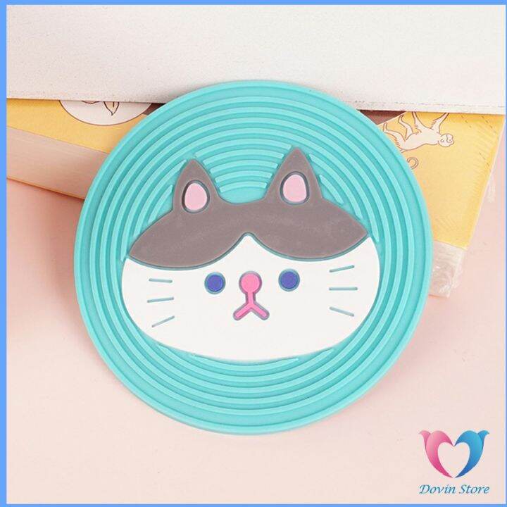 dovin-วัสดุกันลื่น-ทนความร้อน-ล้างได้-ที่รองแก้ว-pvc-ลายการ์ตูน-cartoon-pvc-coaster