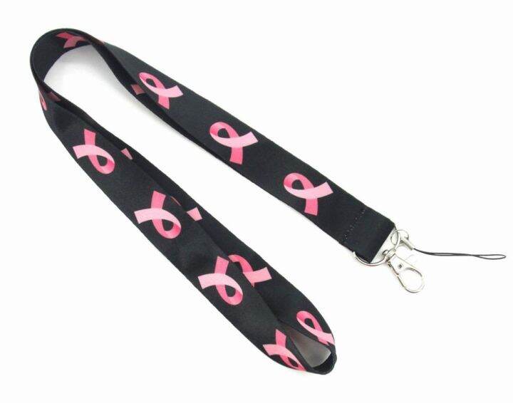 hot-selling-polyester-breast-cancer-logo-cell-phone-neck-lanyard-neck-straps-lanyards-or-smartphone-key-id-card-keychain