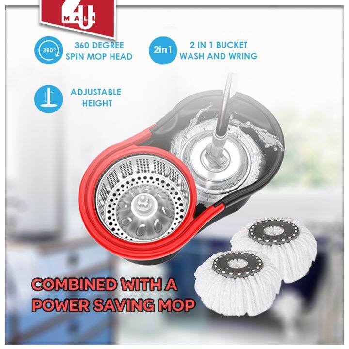New Easy Spin Mop Stainless Steel Rotary Mop Head Automatic Spin Mop