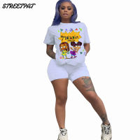 Fitness Biker Shorts Tracksuit Sweat Suits 2 Piece Set Women TShirts Cartoon Birthday Outfits Lounge Wear Chandal Mujer 2020