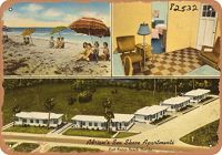 【CW】 Metal Sign  Florida Postcard Adrian  39;s Sea Shore Apartments Fort Pierce Beach Rusty Wall for C